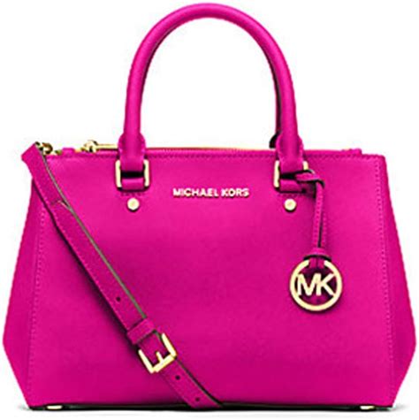 Michael Kors Sutton Small Saffiano Leather Satchel in Raspberry